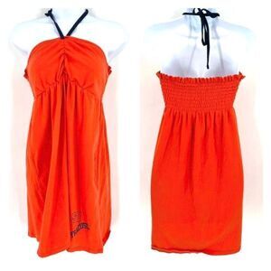 Pro Edge Women's Syracuse Halter Smocked Back Coverup Dress Orange Size Large‎